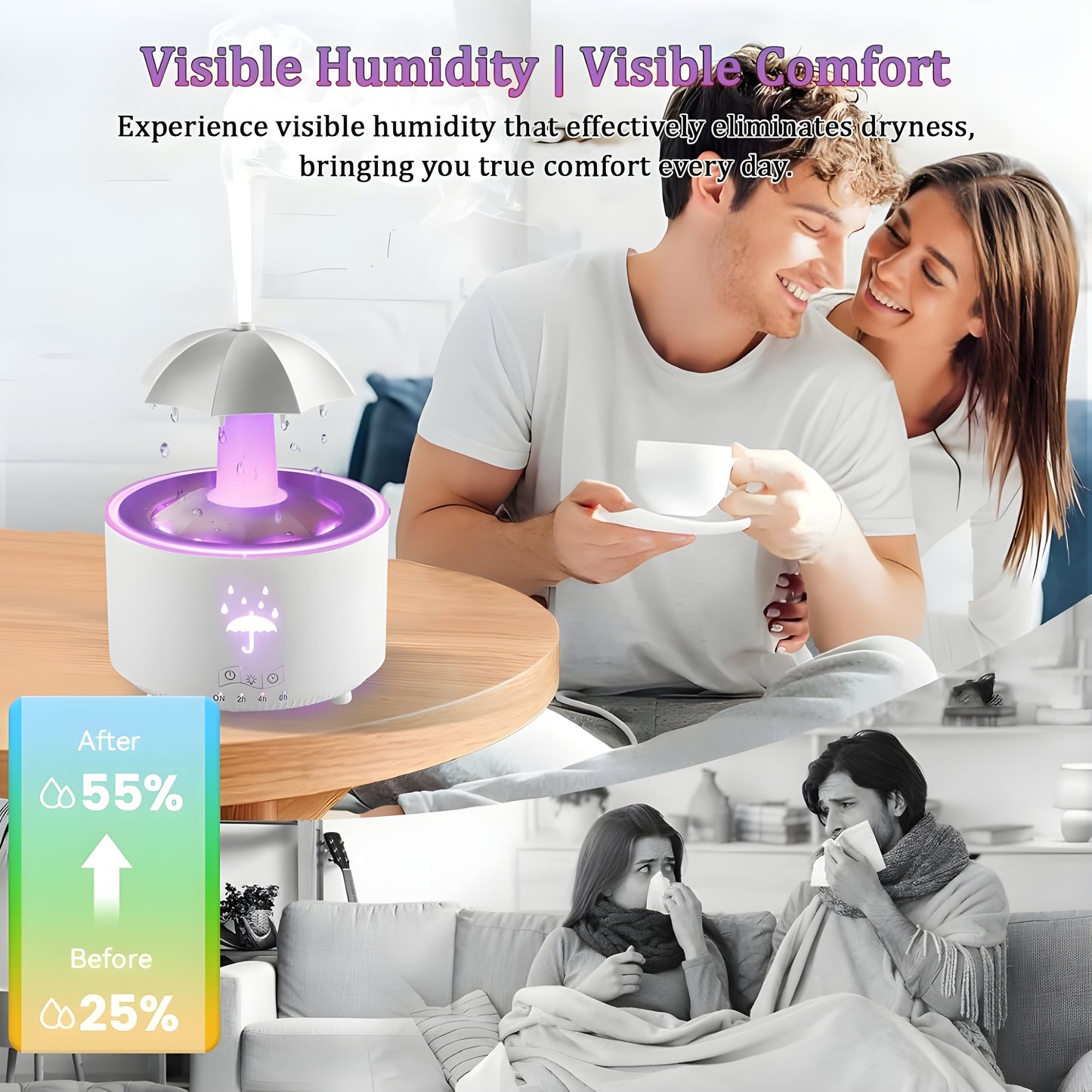 Calmist™ 3 in 1 - Humidifier, Night Light and Relaxing Rain